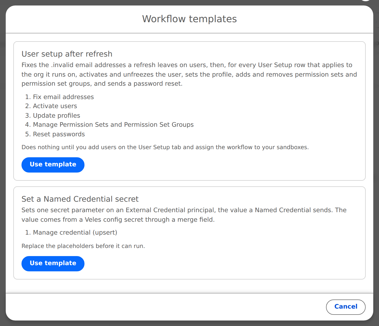Workflow templates